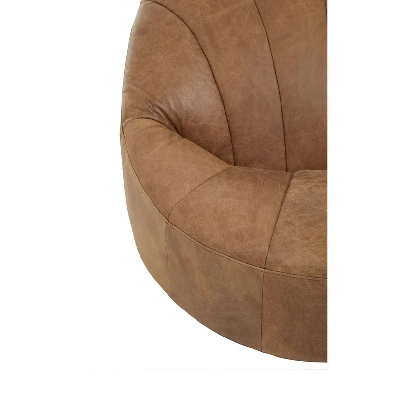 Hoxton Light Brown Leather Lounge Cocoon Chair