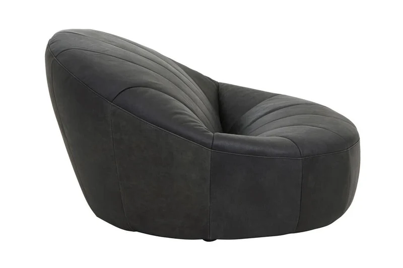 Hoxton Antique Black Leather Lounge Cocoon Chair