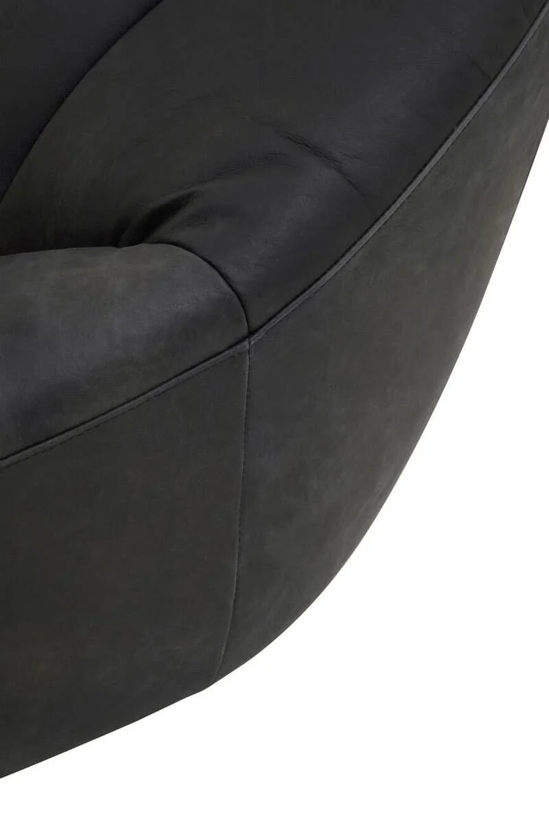 Hoxton Antique Black Leather Lounge Cocoon Chair