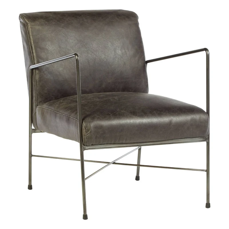 Hoxton Grey Leather Lounge Chair