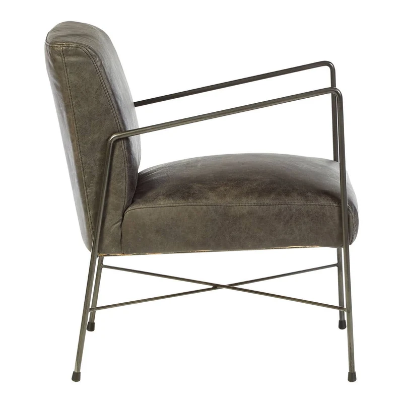 Hoxton Grey Leather Lounge Chair