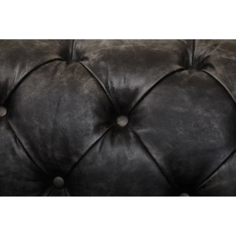 Hoxton Antique Black 3 Seat Chesterfield Leather Sofa