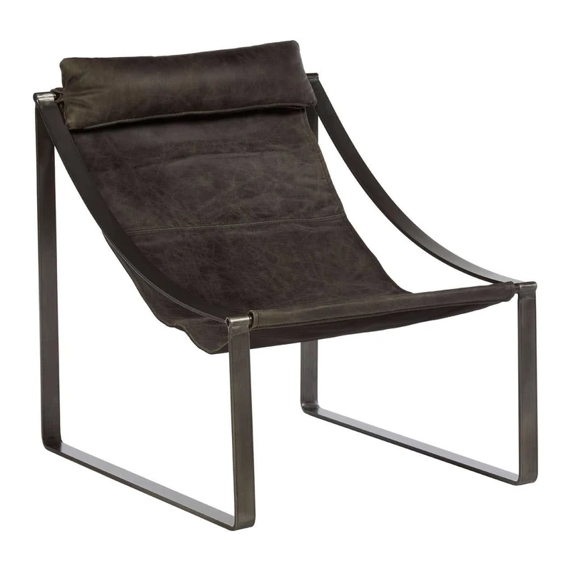 Hoxton Antique Black Leather Sling Chair
