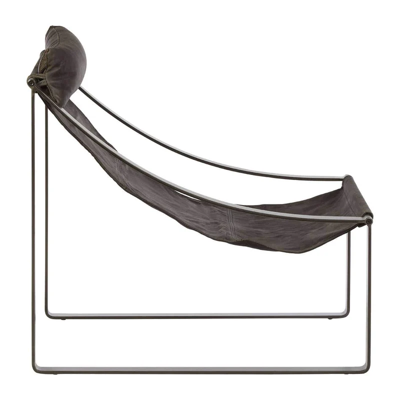 Hoxton Antique Black Leather Sling Chair