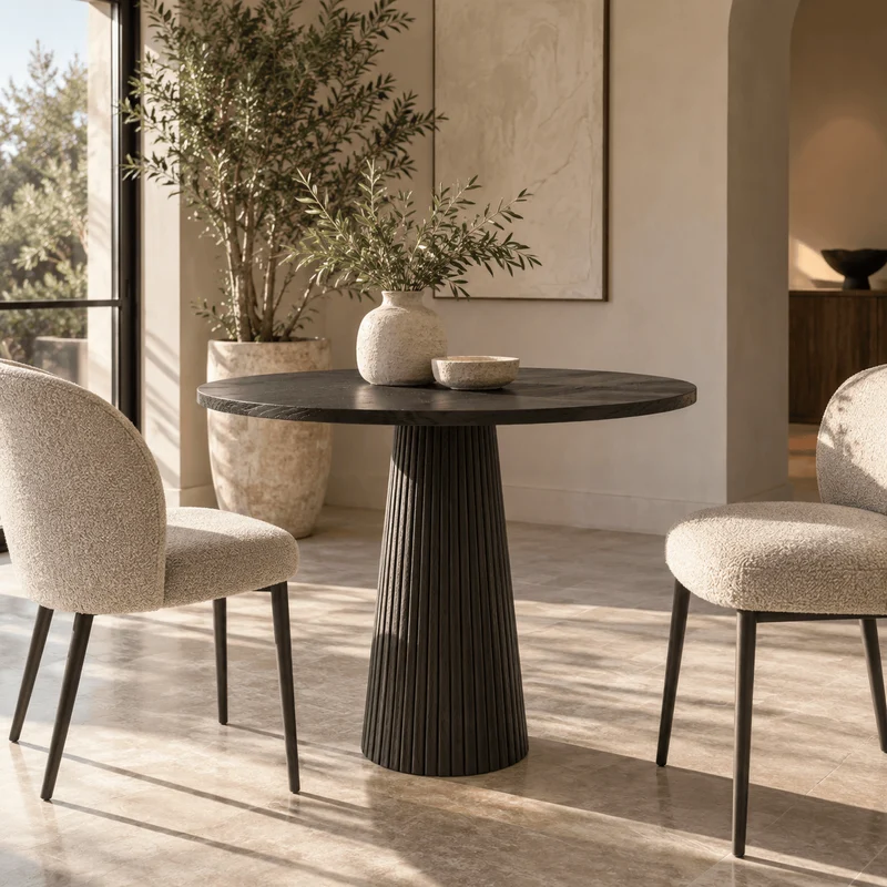 Leckford Ribbed Occasional Table | Black Oak