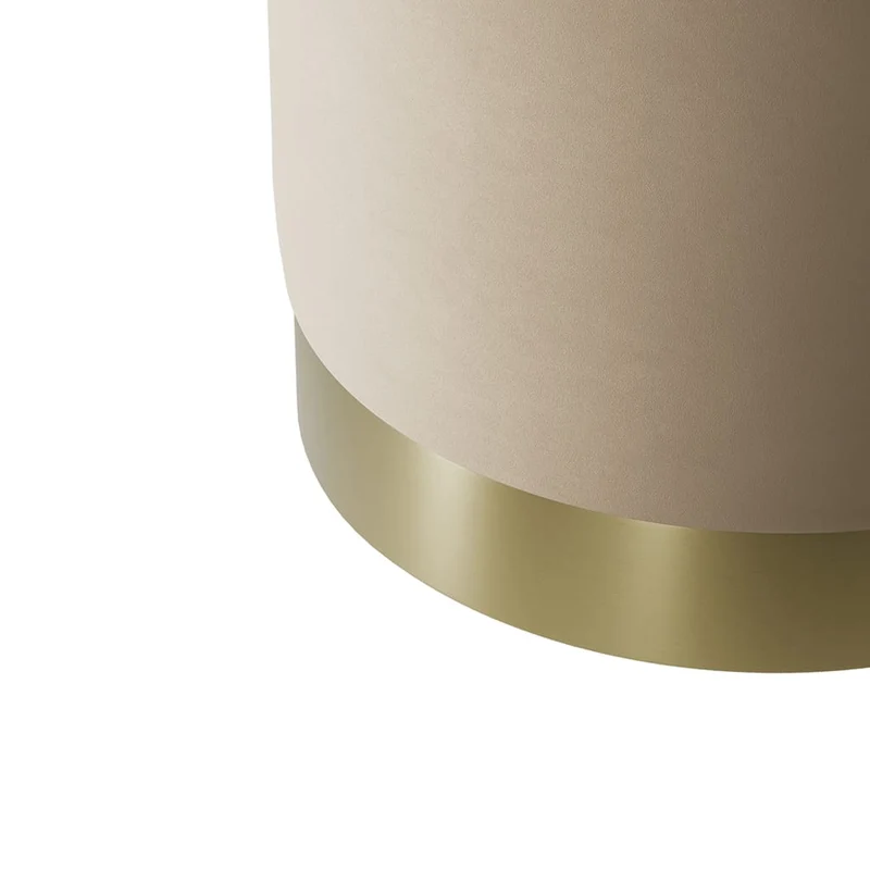 Lara Beige Velvet Small Pouffe | OUTLET