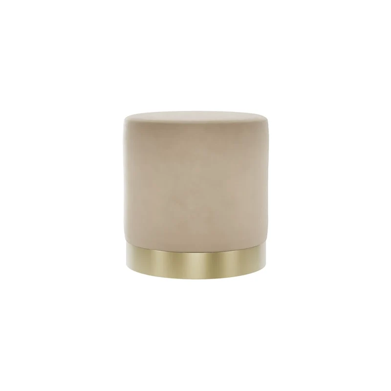 Lara Beige Velvet Small Pouffe | OUTLET