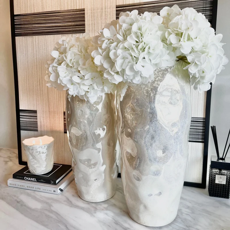 Lucienne Large Pearlescent Abstract Decorative Vase | OUTLET