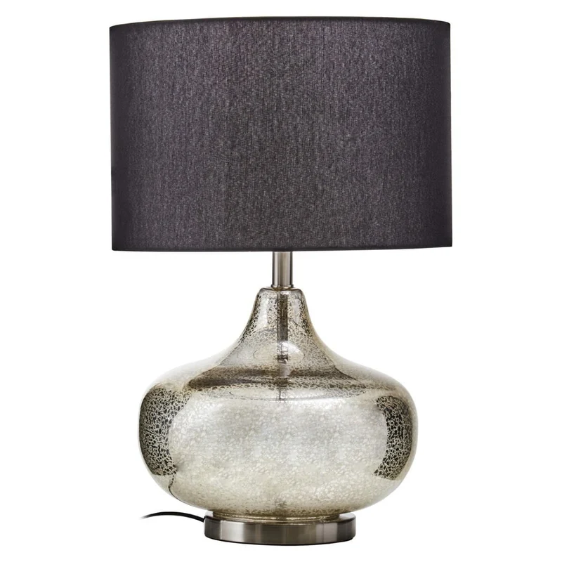 Luz Silver Glass with Black Shade Table Lamp
