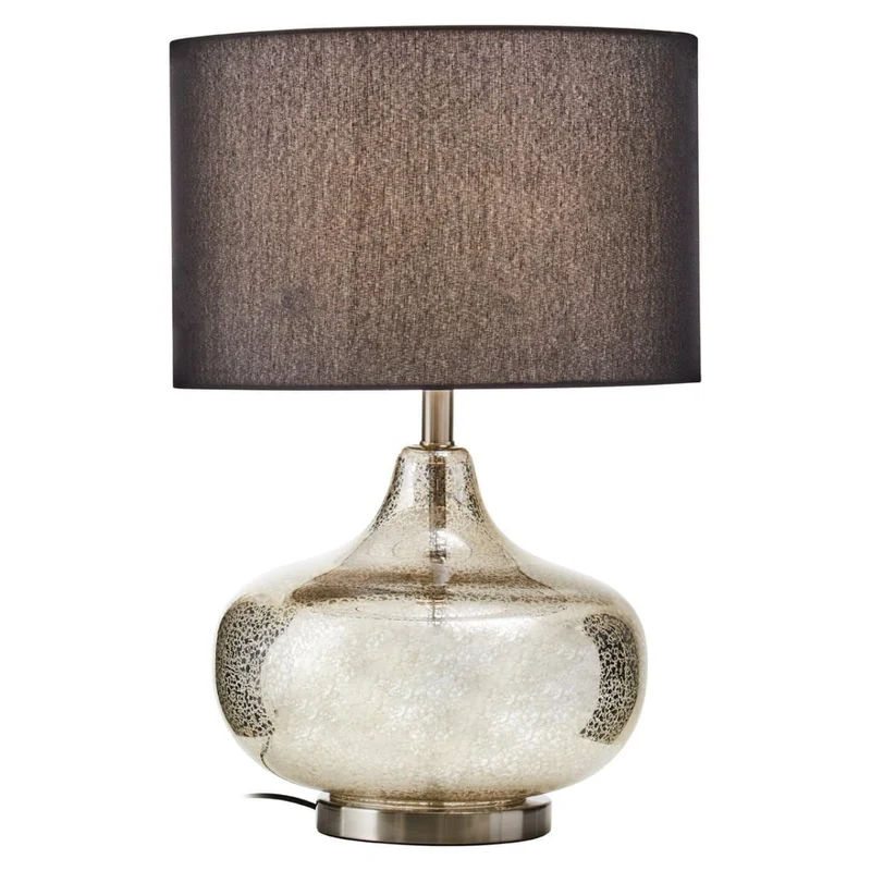 Luz Silver Glass with Black Shade Table Lamp