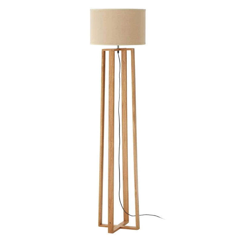Lea Wooden Floor Lamp with Light Brown Shade