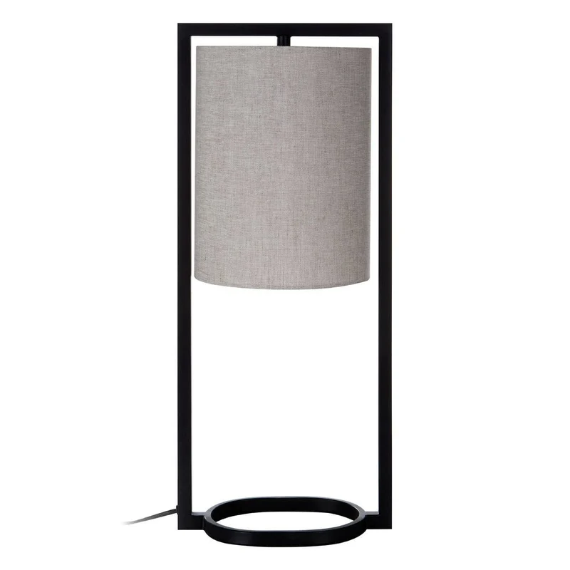 Lara Black Metal Table Lamp with Grey Shade