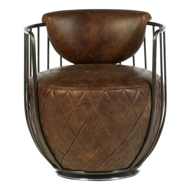 Hoxton Brown Leather Swivel Chair