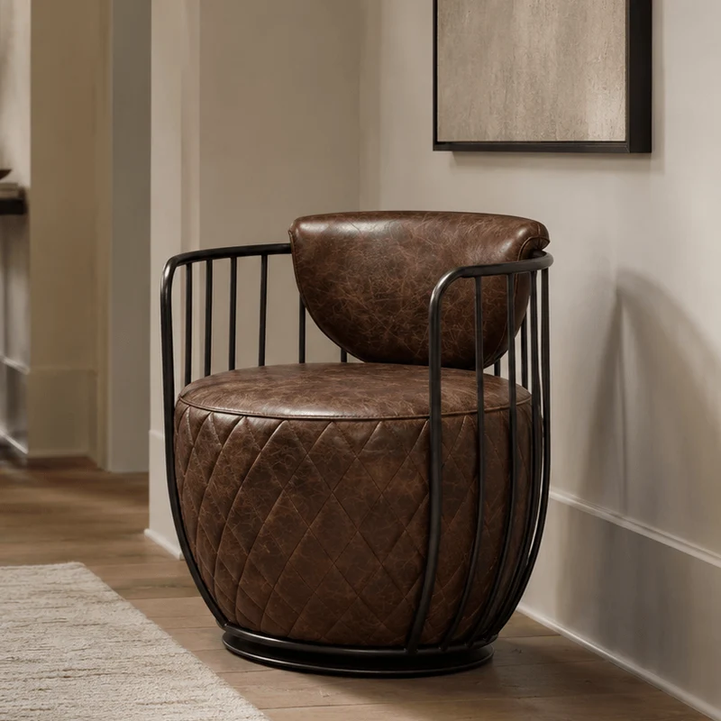 Hoxton Brown Leather Swivel Chair