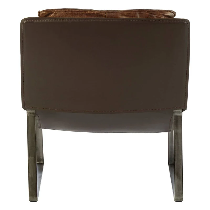 Hoxton Brown Leather Sledge Base Lounge Chair