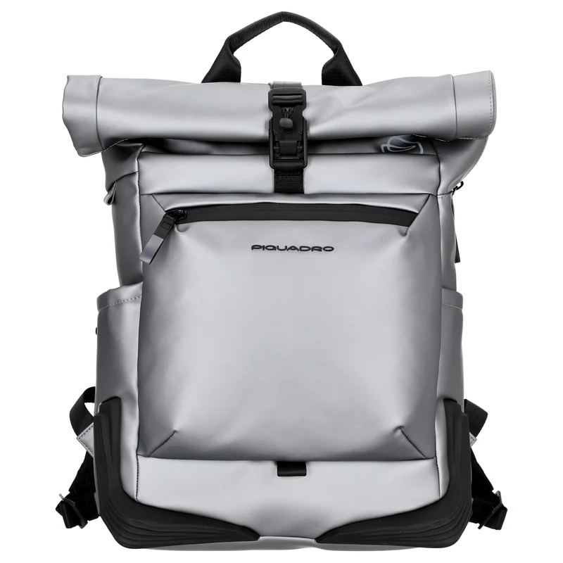 Piquadro Roll Top - Mochila de bicicleta 15.6" 47 cm (silber/schwarz)