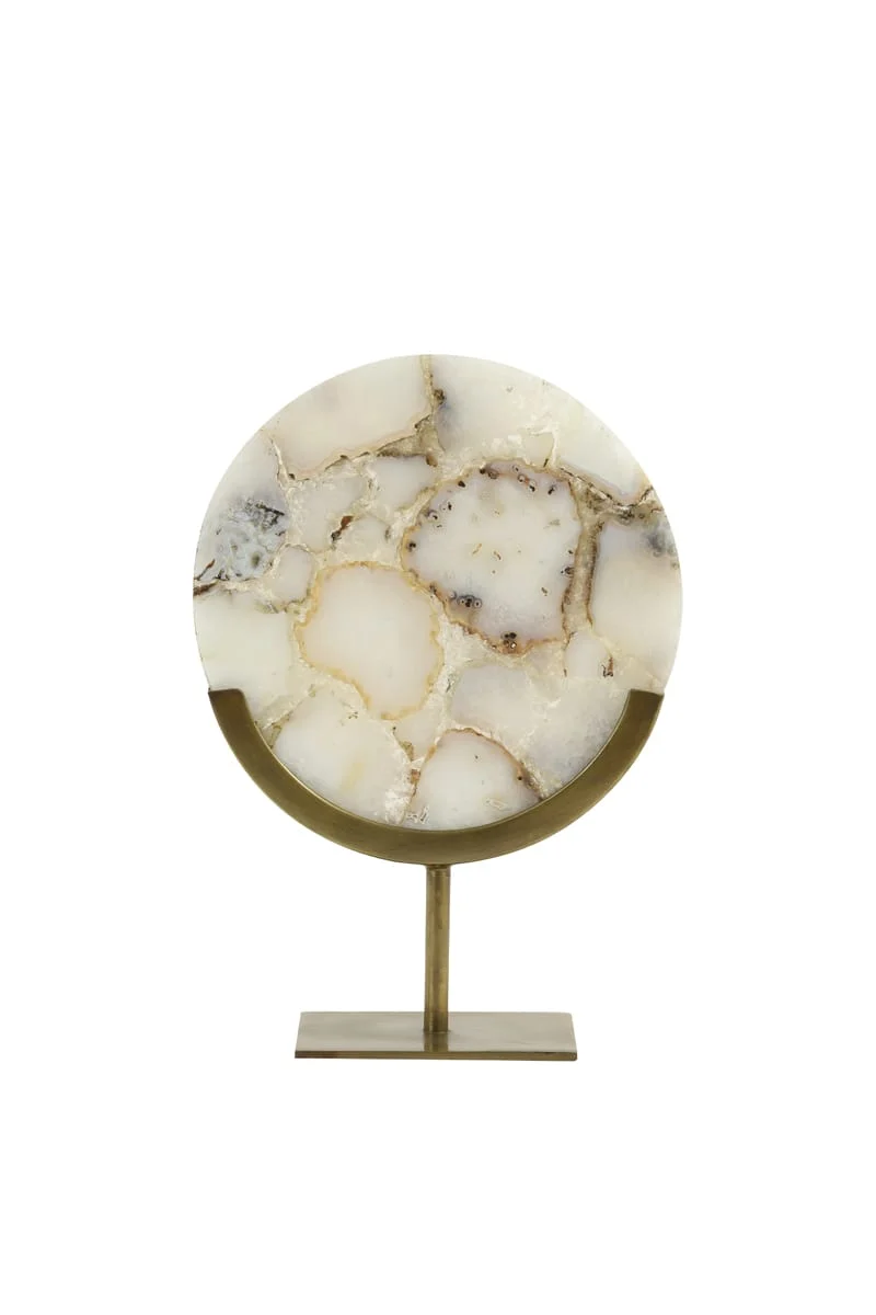 Ornament on base 25x10x35 cm GOUYA white agate+antiq bronze