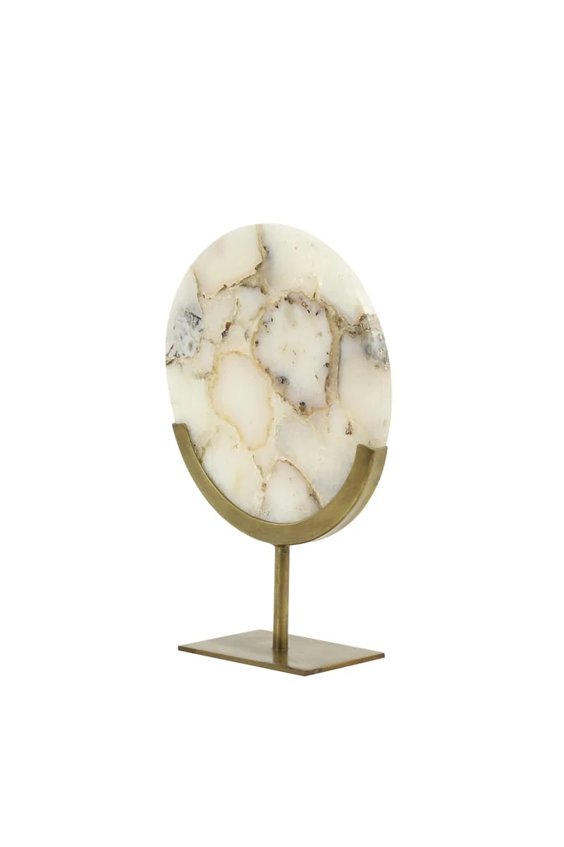 Ornament on base 25x10x35 cm GOUYA white agate+antiq bronze