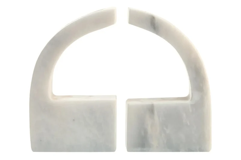 Zoro White Marble Set of Two Comma Bookends