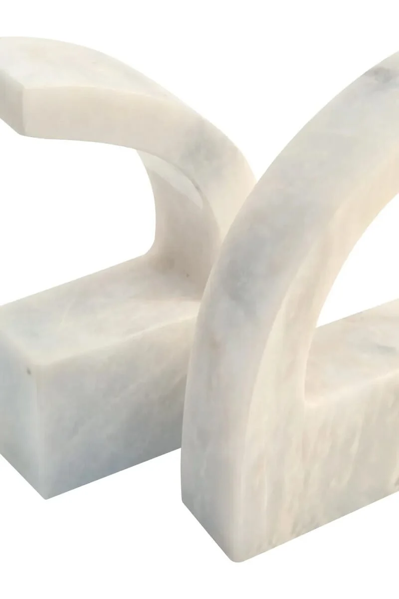 Zoro White Marble Set of Two Comma Bookends
