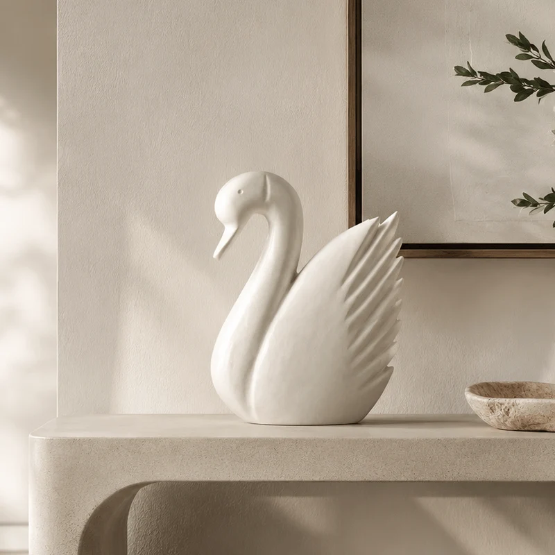 Zoro White Marble Decorative Swan