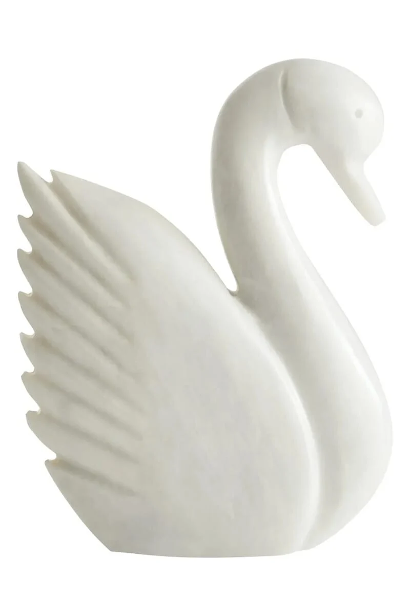 Zoro White Marble Decorative Swan