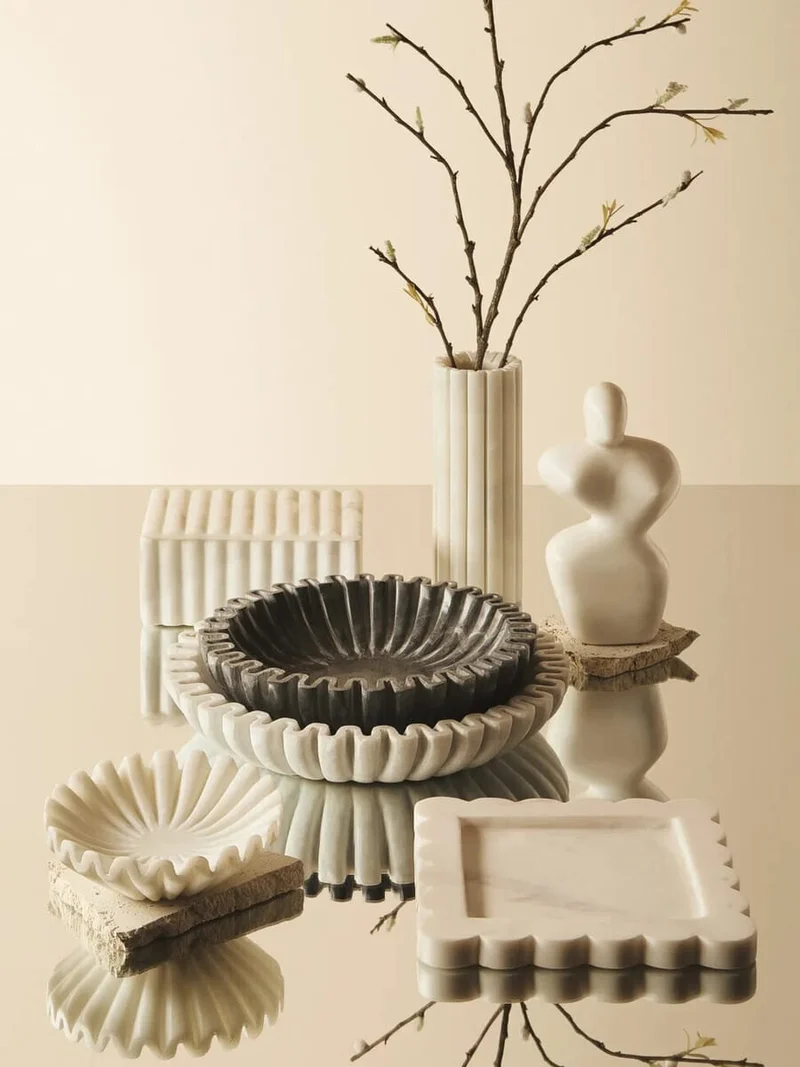 Savio White Marble Abstract Sculpture