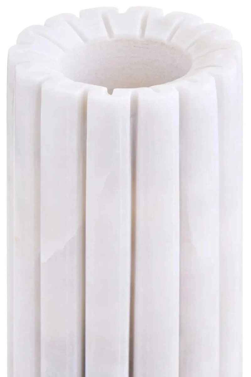 Savio White Fluted Marble Vase