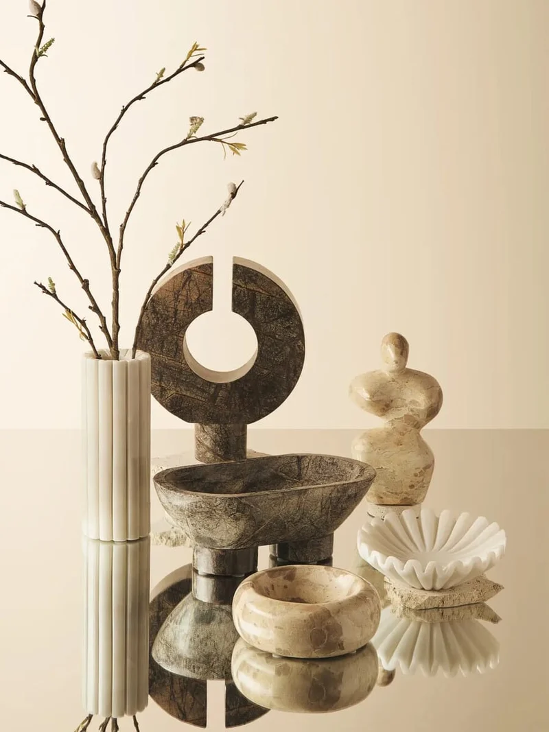 Savio White Fluted Marble Vase