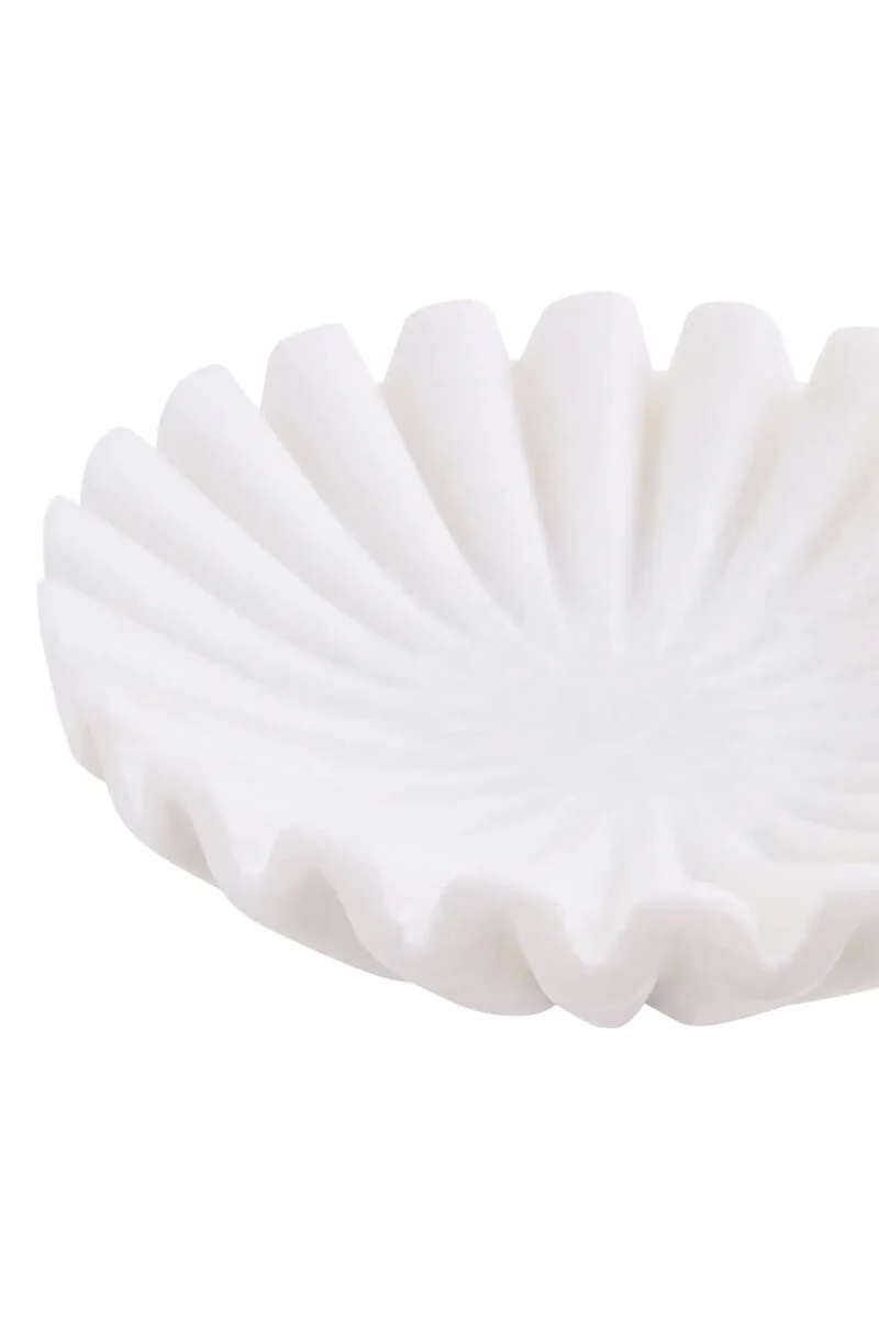 Savio White Fluted Marble Trinket Bowl