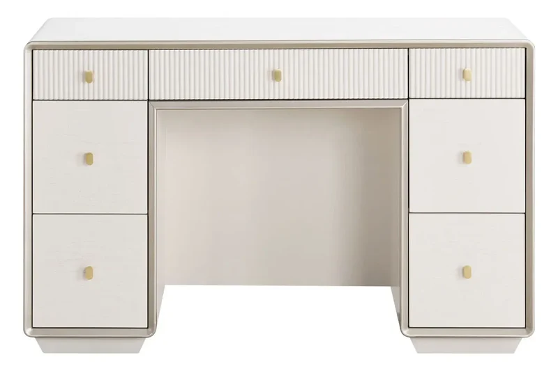 Dorsino Ivory Wood Veneer Seven Drawer Dressing Table