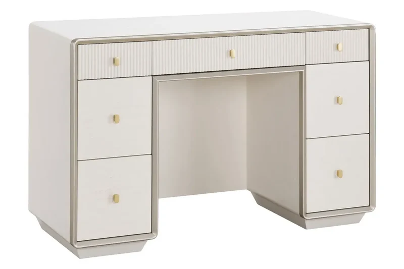 Dorsino Ivory Wood Veneer Seven Drawer Dressing Table
