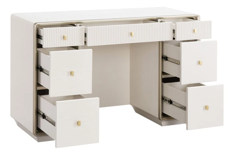 Dorsino Ivory Wood Veneer Seven Drawer Dressing Table