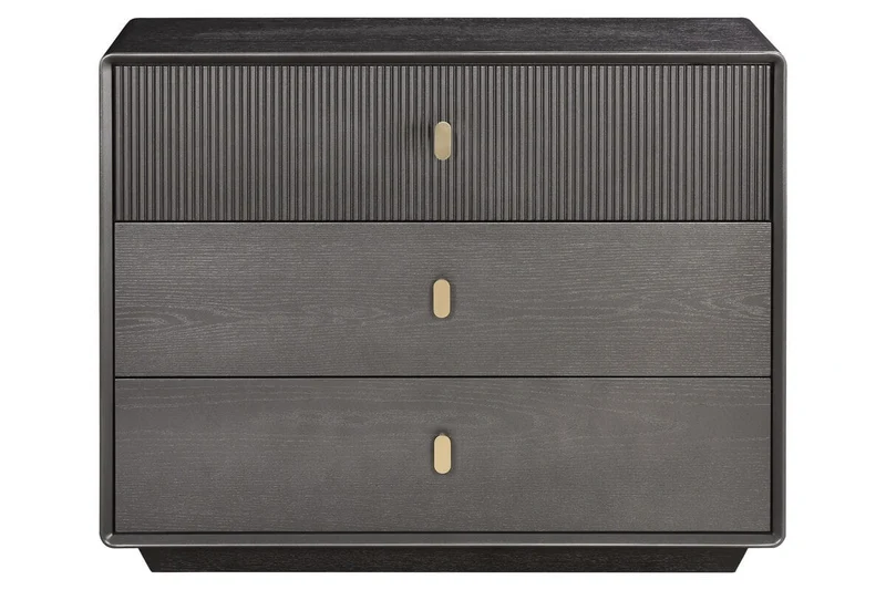 Dorsino Brown Grey Wood Veneer Three Drawer Chest
