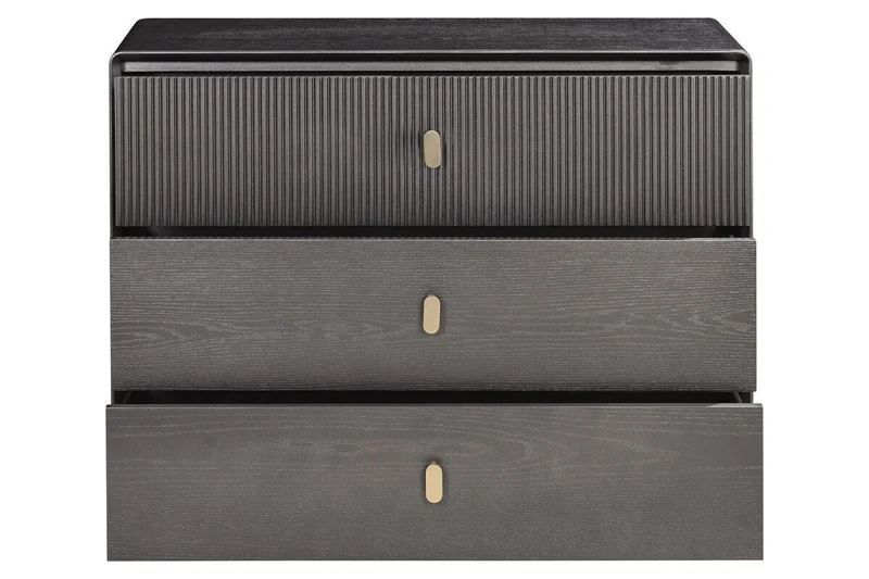 Dorsino Brown Grey Wood Veneer Three Drawer Chest