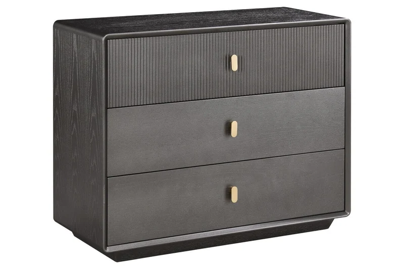 Dorsino Brown Grey Wood Veneer Three Drawer Chest