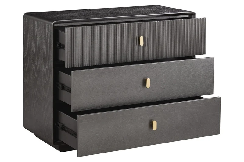 Dorsino Brown Grey Wood Veneer Three Drawer Chest