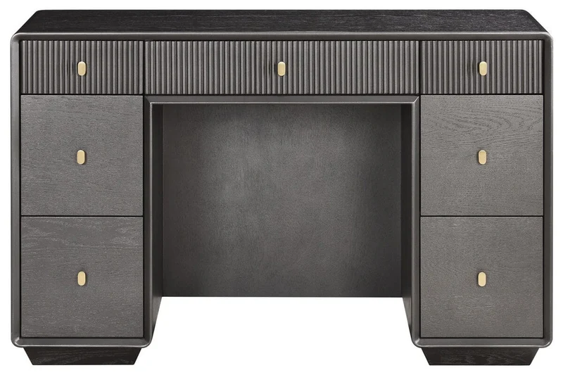 Dorsino Brown Grey Wood Veneer Seven Drawer Dressing Table