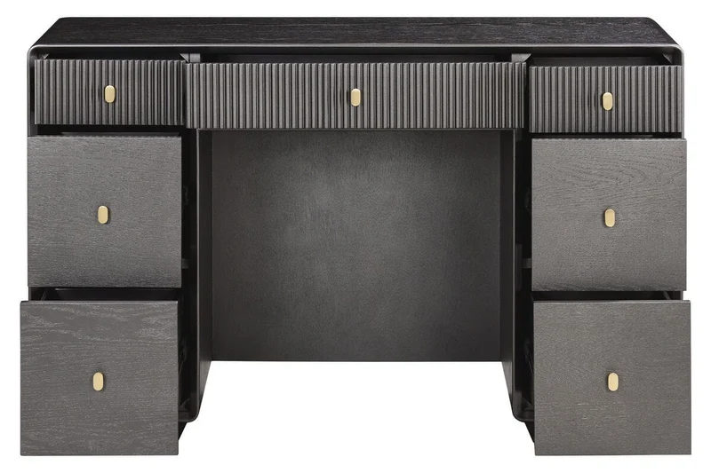 Dorsino Brown Grey Wood Veneer Seven Drawer Dressing Table