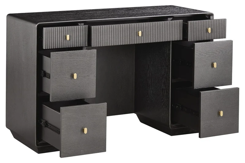 Dorsino Brown Grey Wood Veneer Seven Drawer Dressing Table