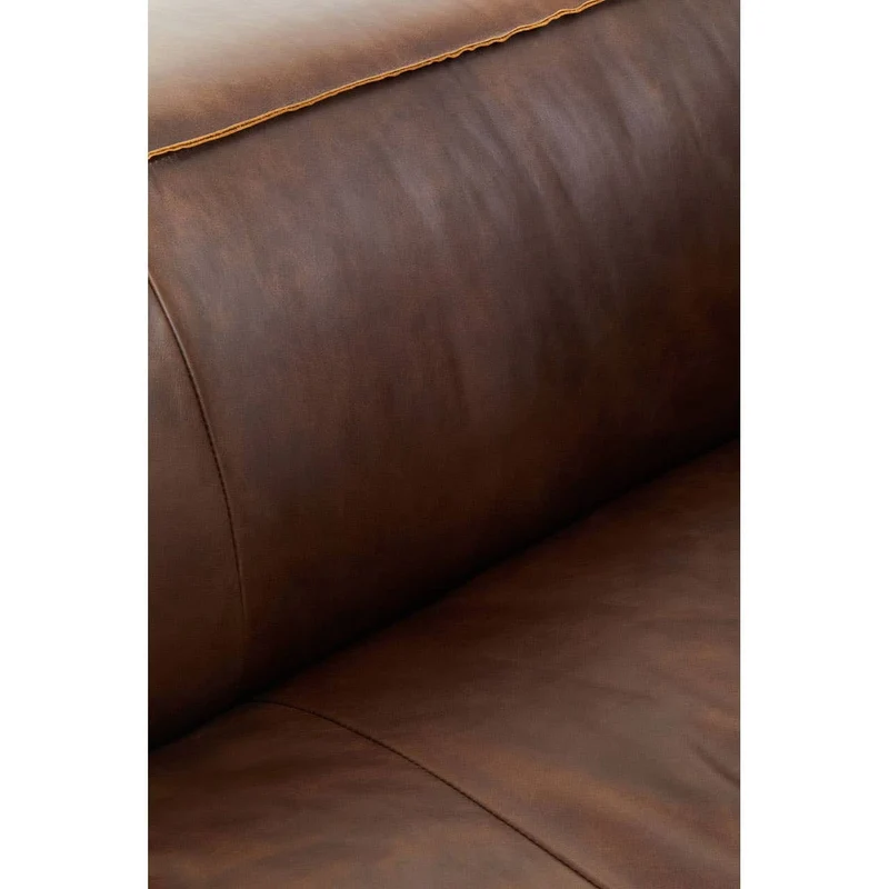 King Two Seater Antique Brown Leather Sofa