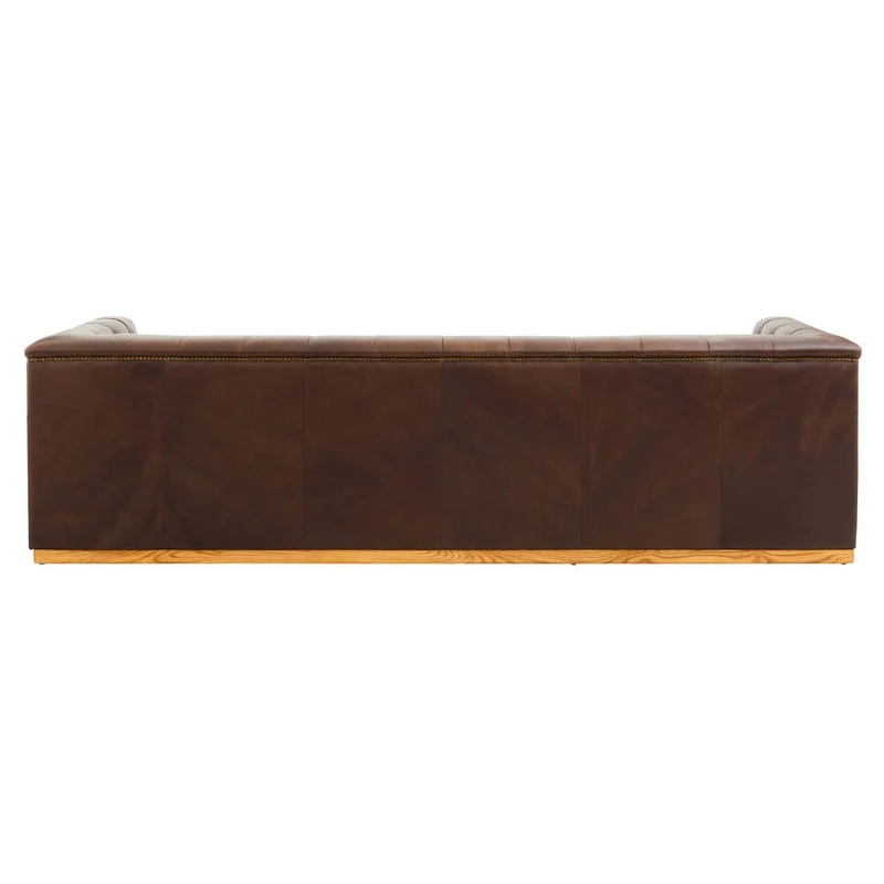 King Three Seater Modern Chesterfield Dark Brown Leather Sofa