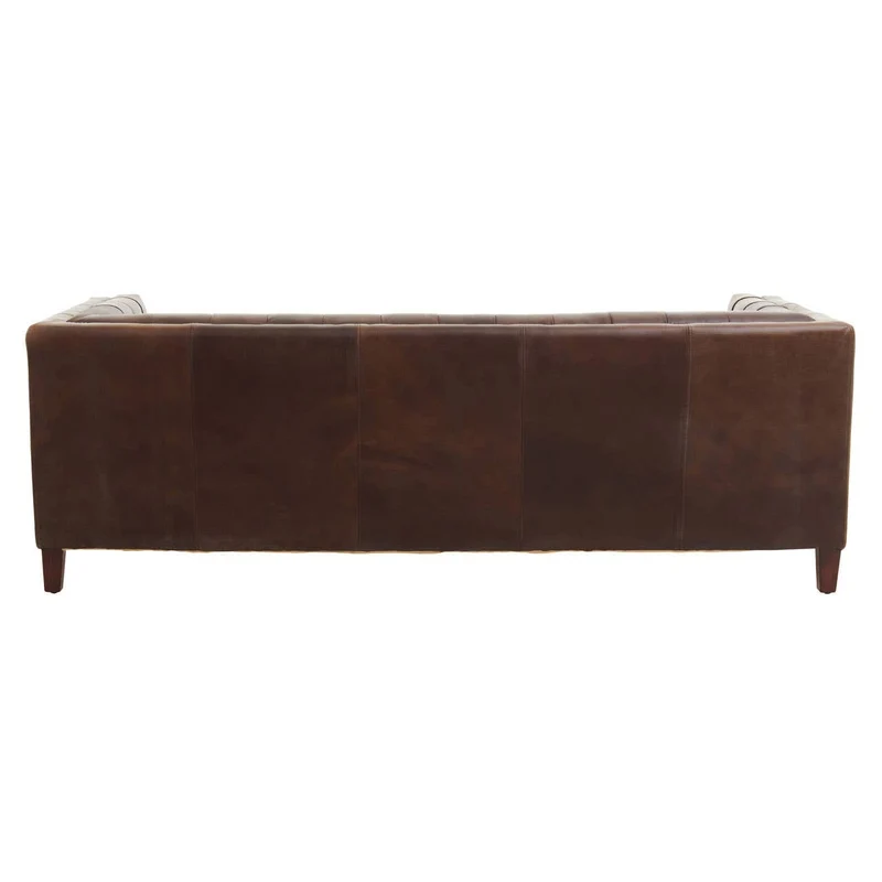 King Three Seater Dark Brown Leather Modern Chesterfield Sofa