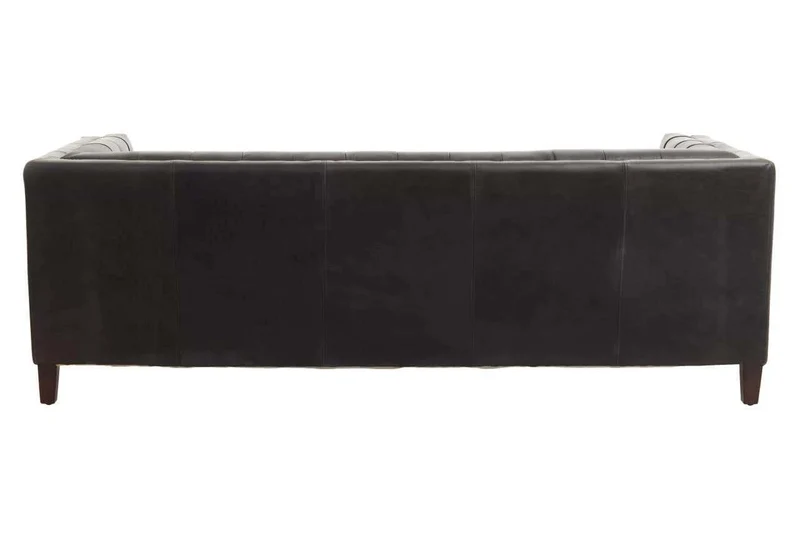 King Three Seater Modern Chesterfield Black Leather Sofa