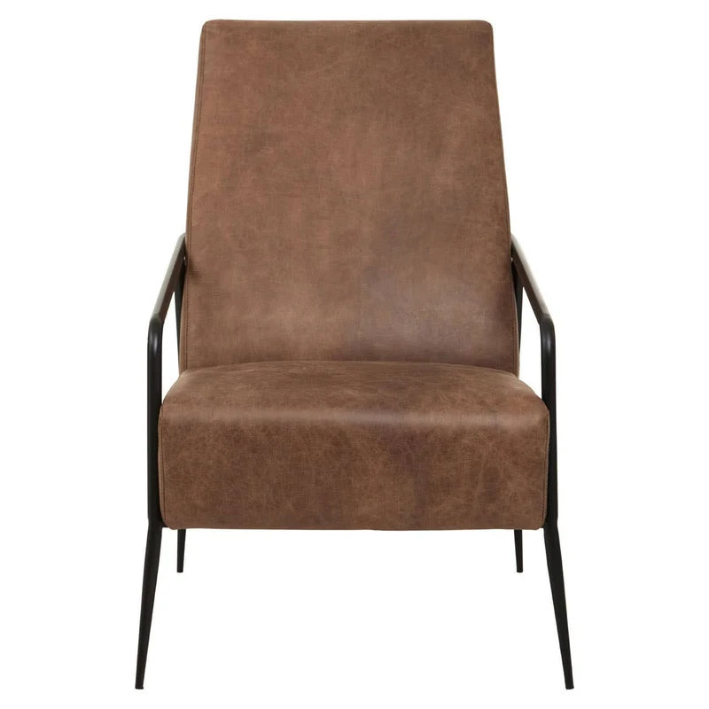 Hoxton Brown Leather Lounge Chair With Reclined Profile