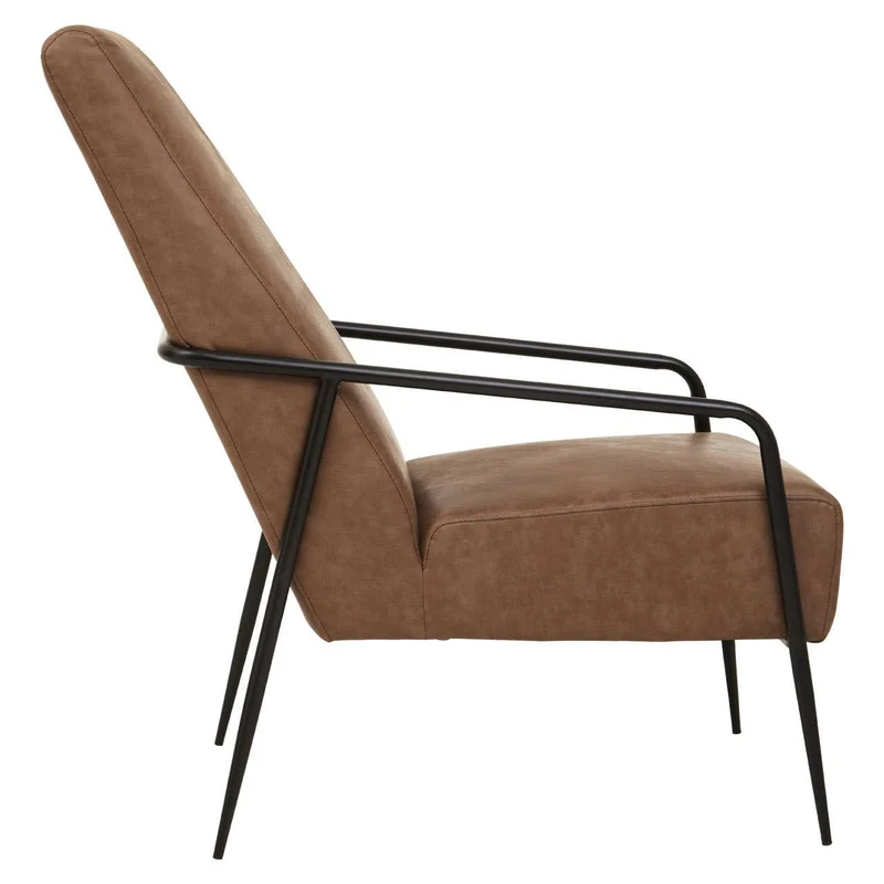 Hoxton Brown Leather Lounge Chair With Reclined Profile