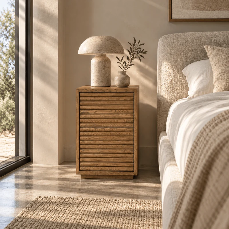 Charlton Bedside Table | Oak in Walnut Finish