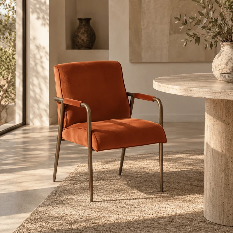 Campden Club Chair | Rust Orange