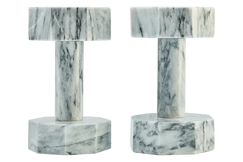 Zoro Set of Two Decorative Grey Marble Dumbbells