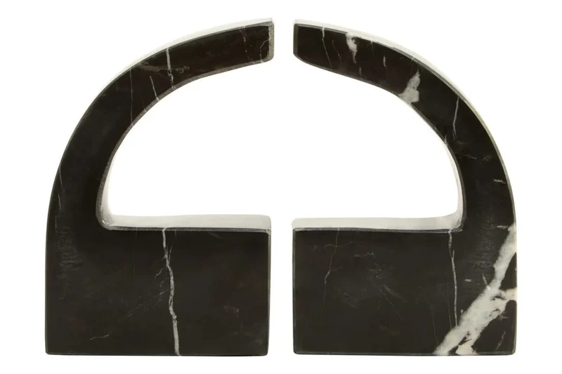 Zoro Black and White Marble Set of Two Comma Bookends